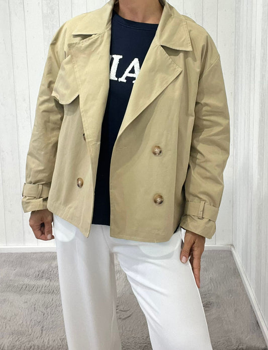 Kurzer Trenchcoat Beige