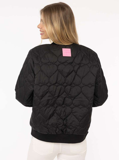 Zwillingsherz Bomberjacke BE HAPPY SCHWARZ