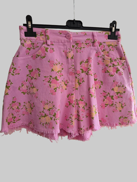 Jeans Shorts mit Blumen Print
