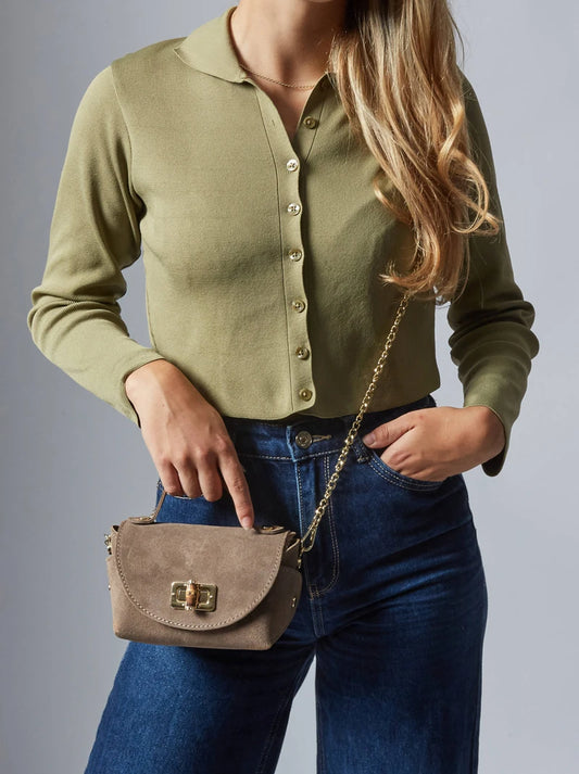 Kleine Handtasche Bamboo Wildleder Leder