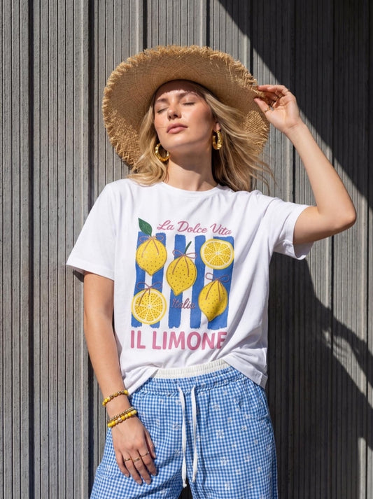 La Dolce Vita Lemon T-Shirt – Zitronen Print Damen Shirt Sommer 🍋