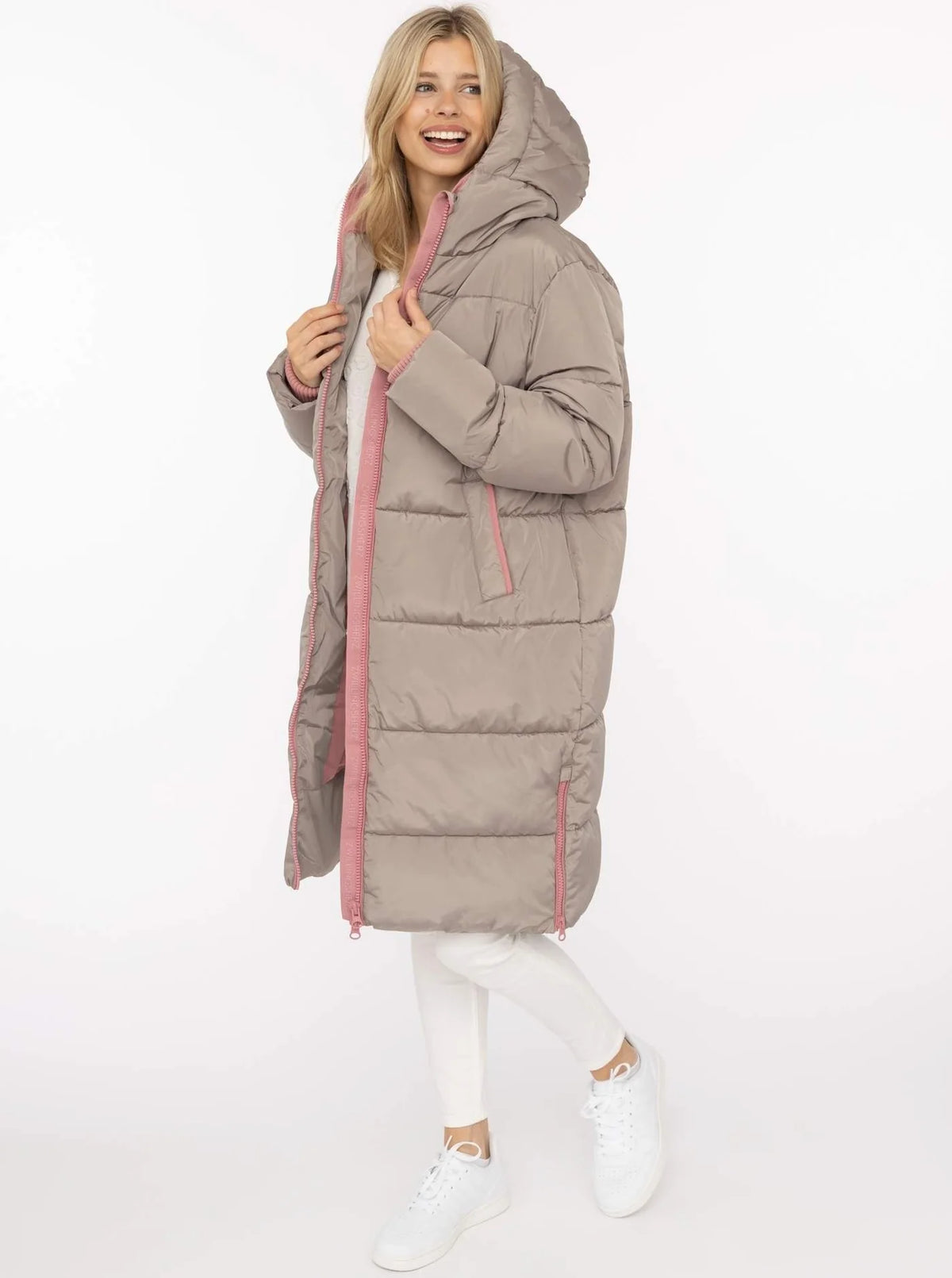 Zwillingsherz Langer Steppmantel COZY Taupe