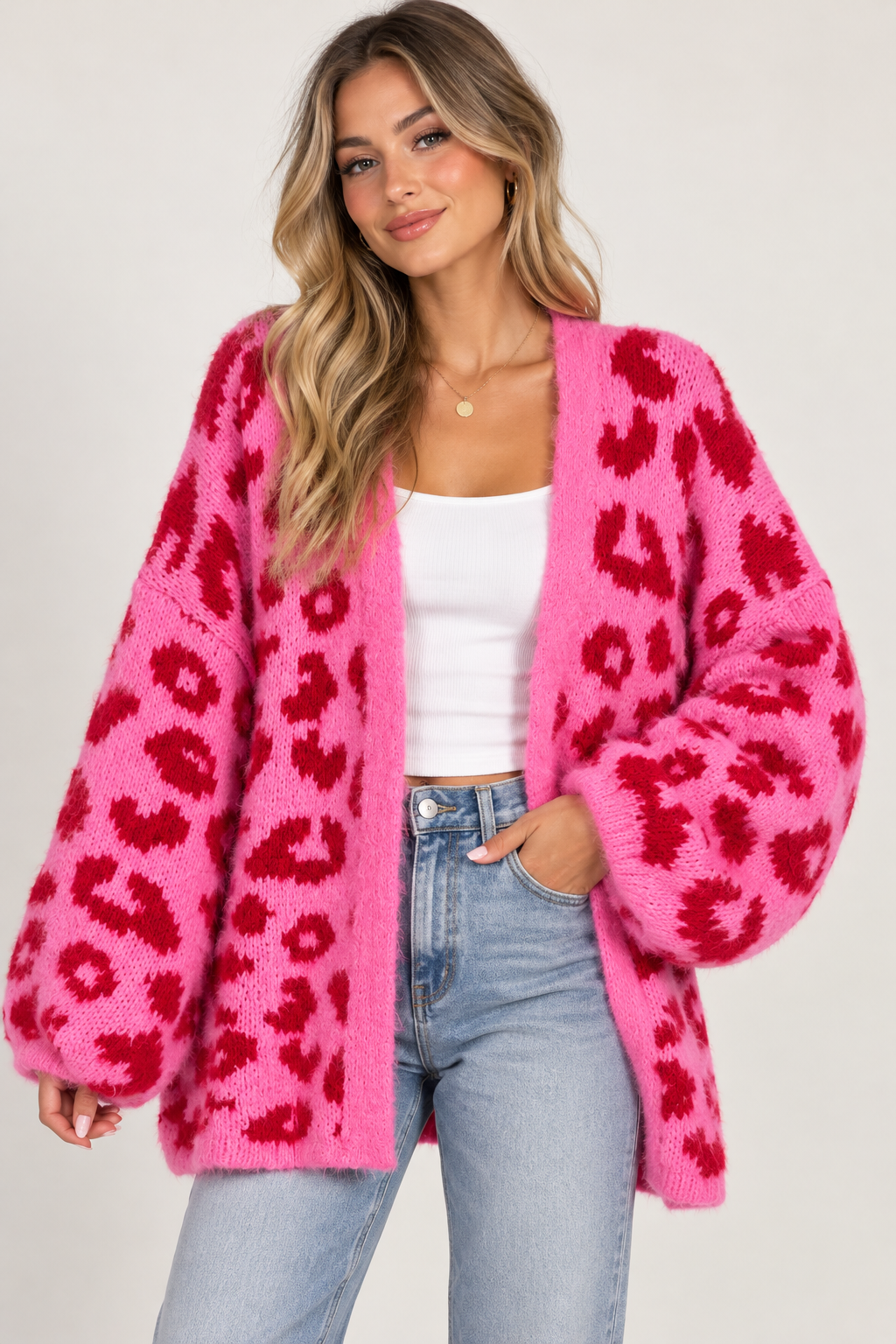 Leo Cardigan Rot Pink