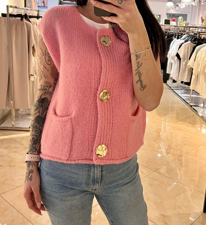 Strickweste Amalia mit goldenen Knöpfen