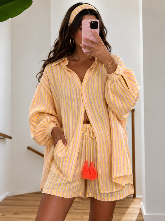 Musselin Set SUNNY STRIBES peaches gelb