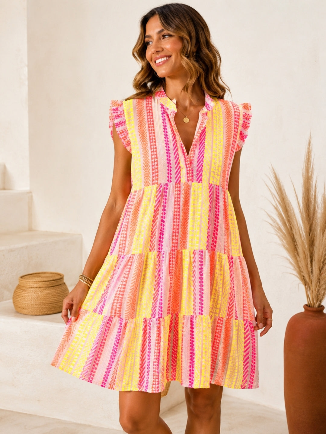 Boho Musselinkleid Bari Weiß