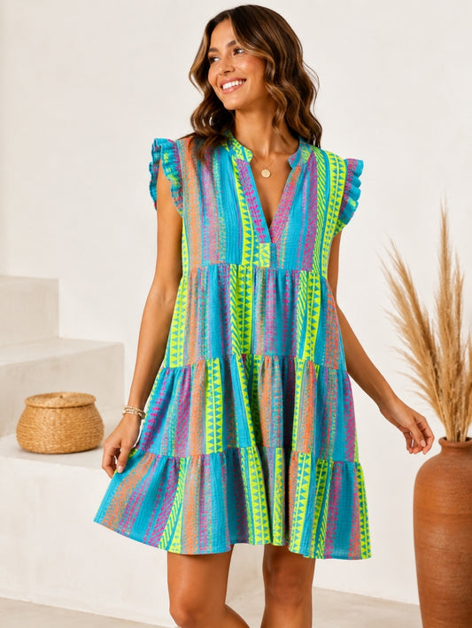 Boho Musselinkleid Bari Azzuro