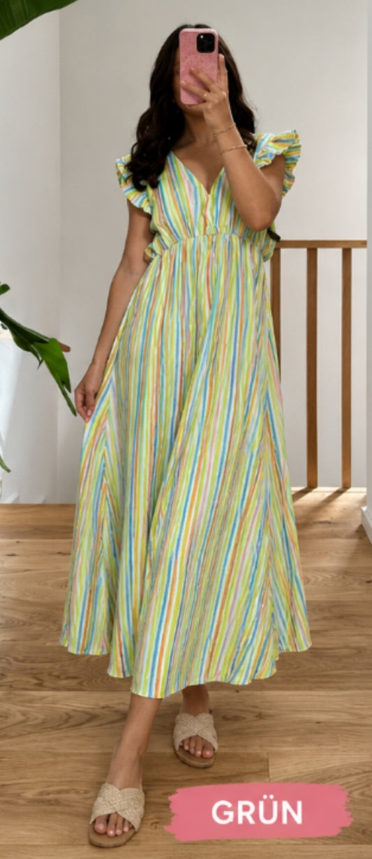 Sommerkleid mit COLORFUL STRIPES Grün