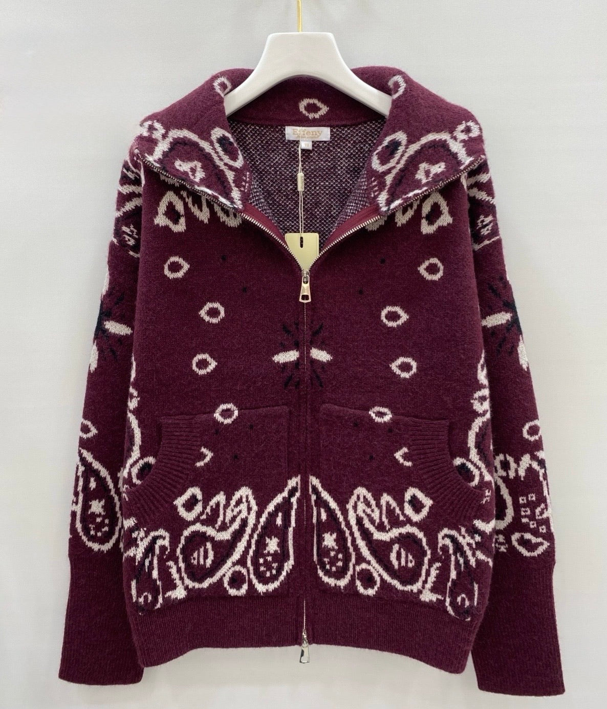 Paisley Zipper Cardigan