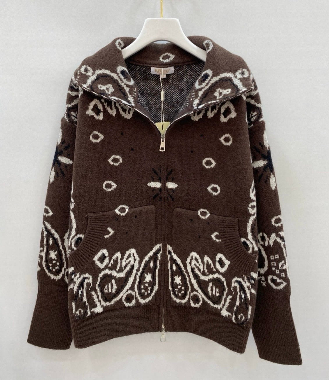 Paisley Zipper Cardigan