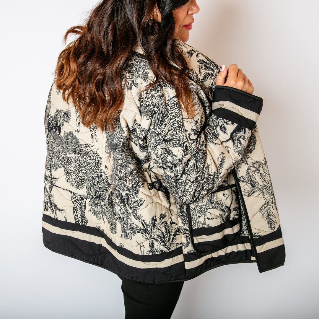 Damen Steppjacke im Toile de Jouy Design – Eleganz trifft Komfort