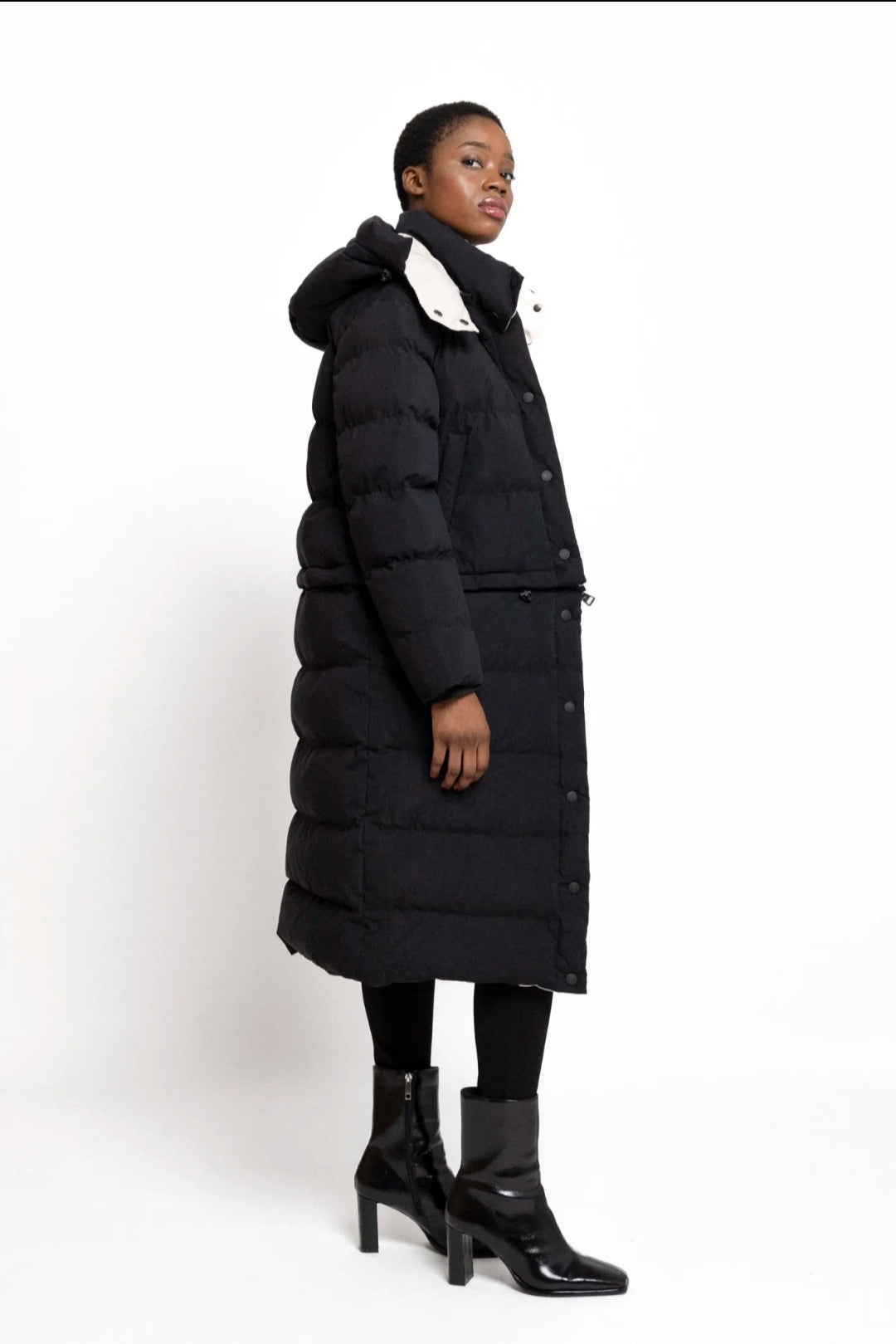 Wintelmantel und Winterjacke in einem. 2 in 1 schwarz und innen beige