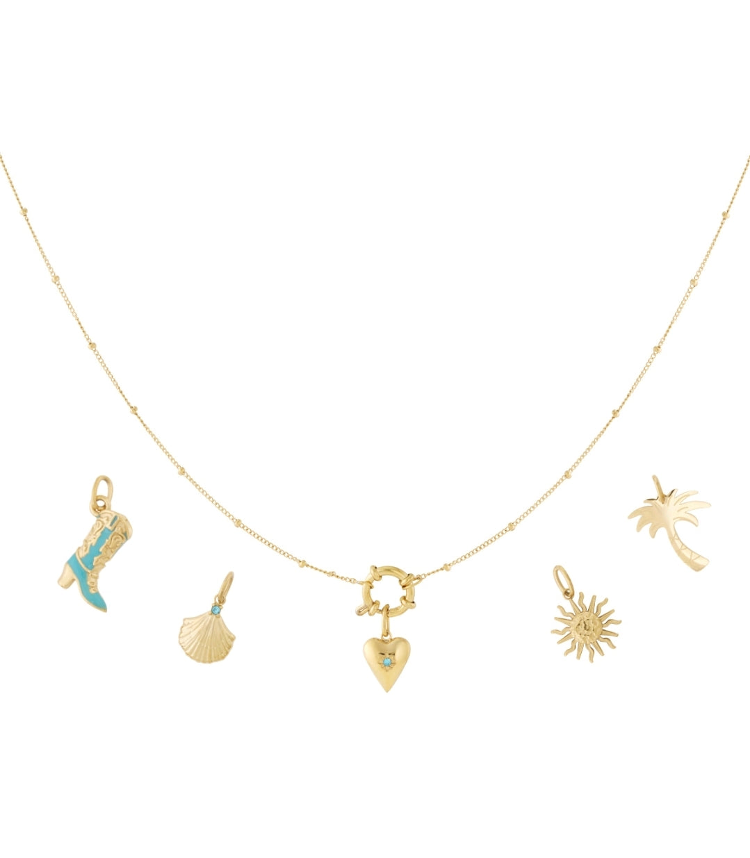 Charm-Kette „Summer Vibes“ – Goldene Kette mit 5 sommerlichen Anhängern