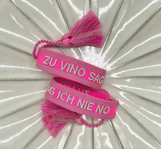 ZU VINO SAG ICH NIE NO Statement Armband gewebt im Boho Style