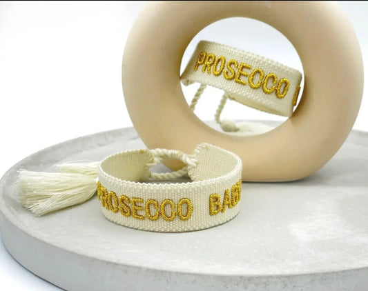 PROSECCO BABY Statement Armband gewebt im Boho Style