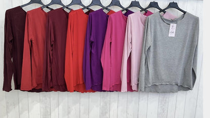 Longsleeve mit Volantsaum - verschiedene Farben