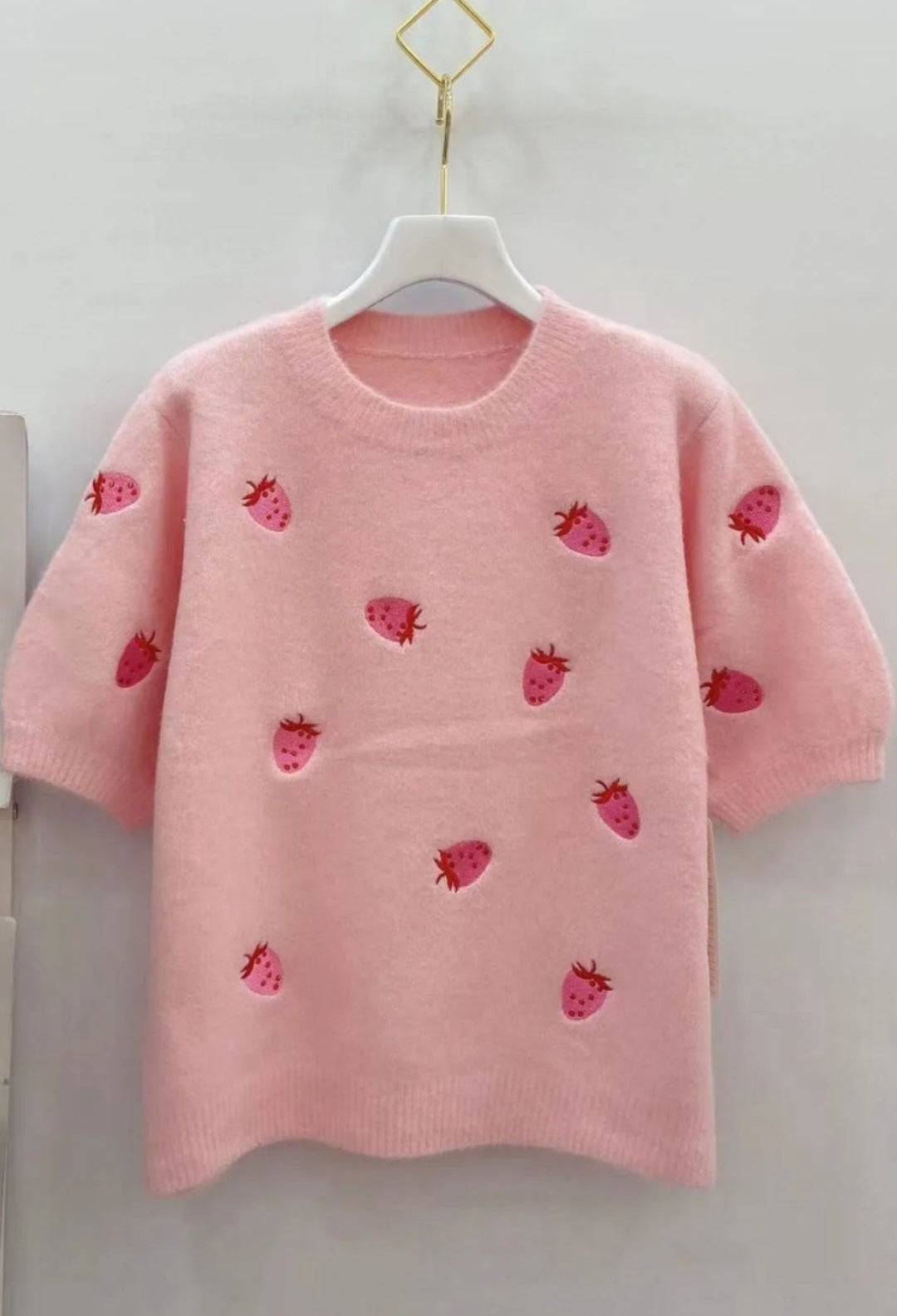 Kurzarm Strickpullover Erdbeere