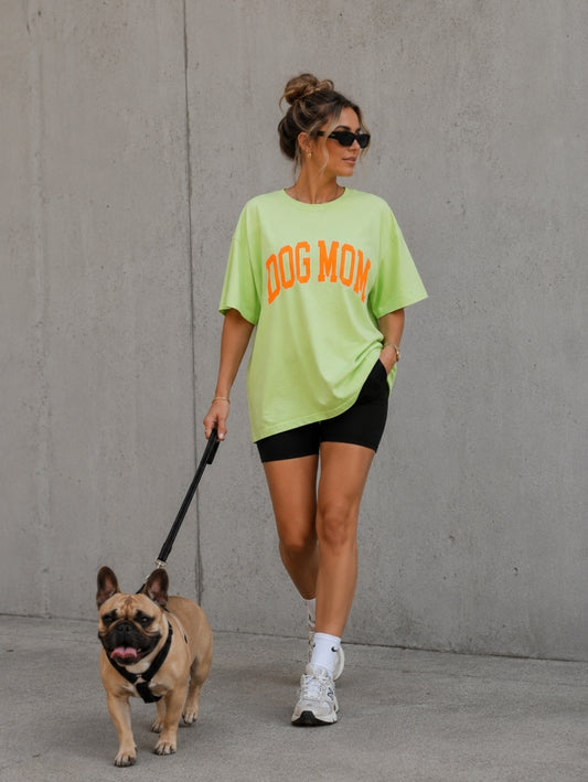 T-Shirt DOG MOM neonorange