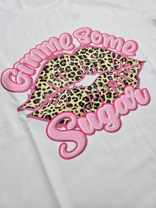 T-Shirt Weiß GIMME SOME SUGAR Leo