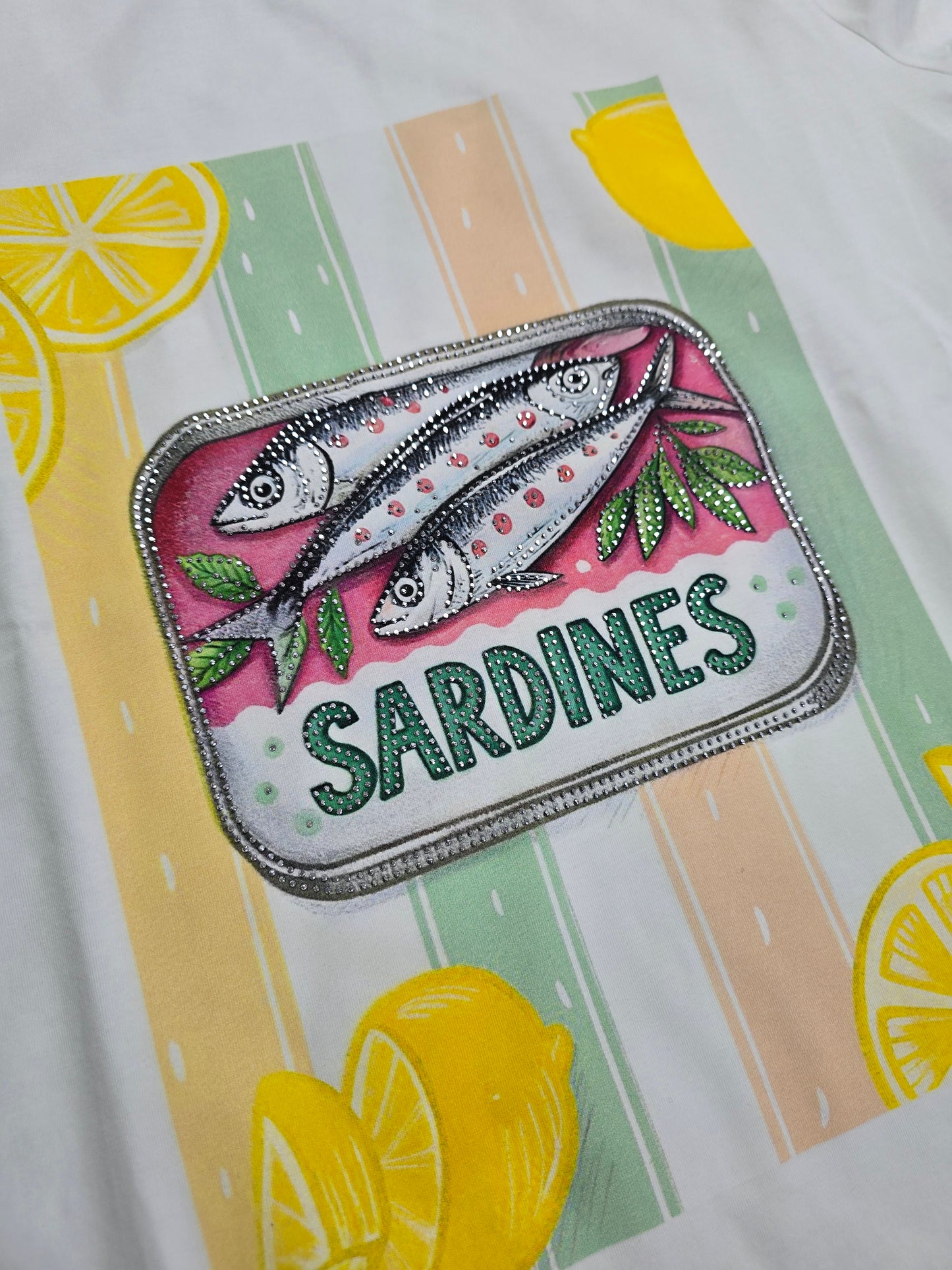 T-Shirt Weiß Sardinen Lemon