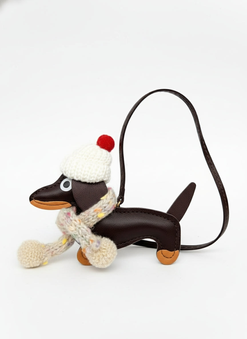 Anhänger DACKEL WINTER mit Mütze und Schal