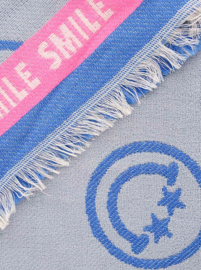 ZWILLINGSHERZ Viereckstuch "Happy Smiley" Blau/Pink