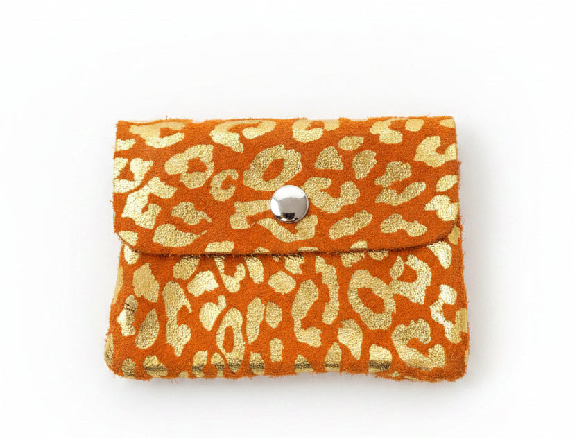 Wildleder geldbeutel orange mit leo muster