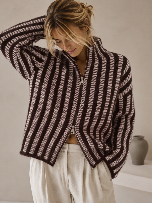 Strickjacke Zipper Stripes BELLA