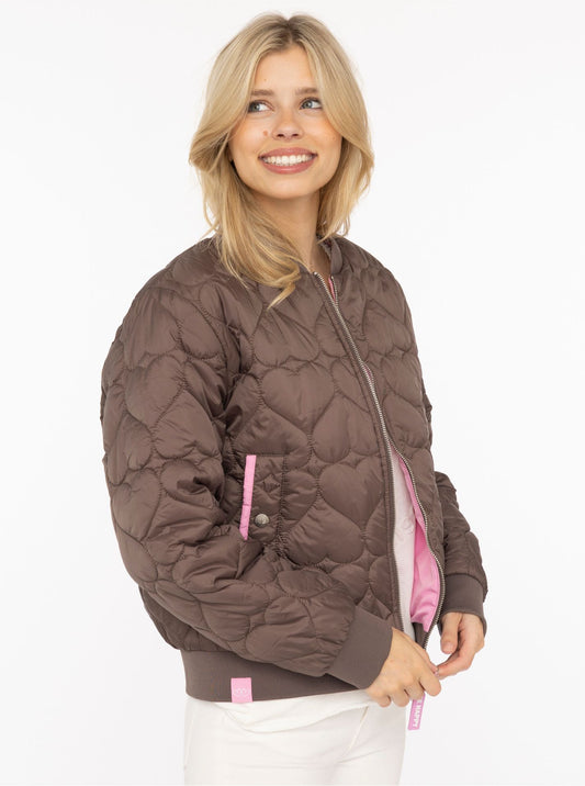 Zwillingsherz Bomberjacke BE HAPPY Braun