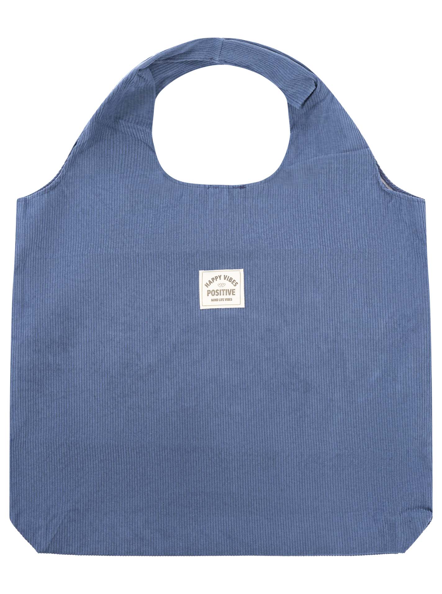 Großer Shopper in Cord Optik mit einem Patch in der Mitte Happy Vibes 
