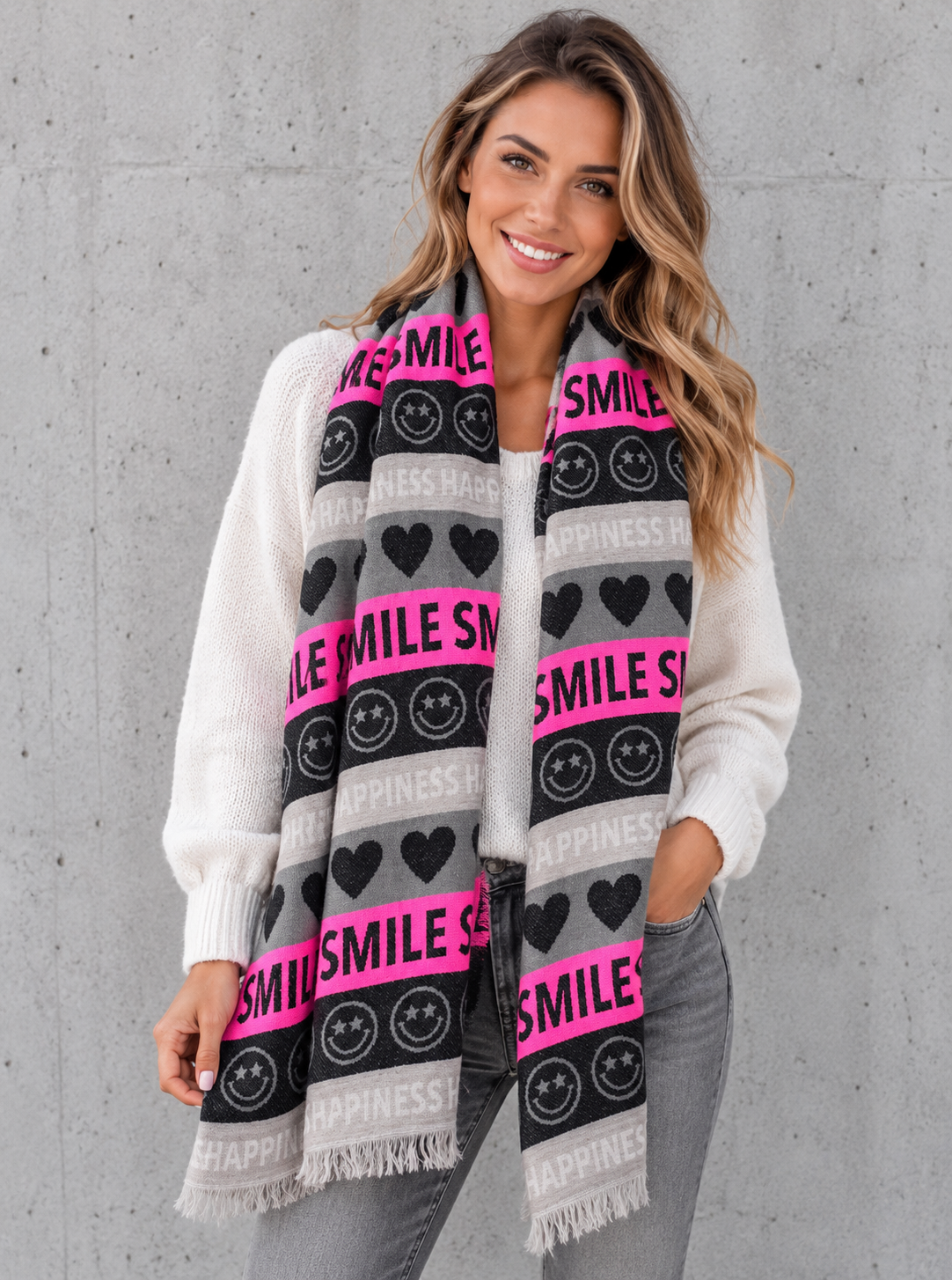 Zwillingsherz Schal SMILE HAPPINESS