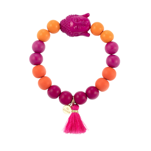 Holzperlenarmband Buddha + Quaste