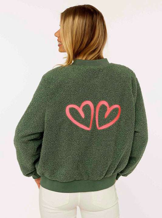 Zwillingsherz Teddy-Bomberjacke Khaki