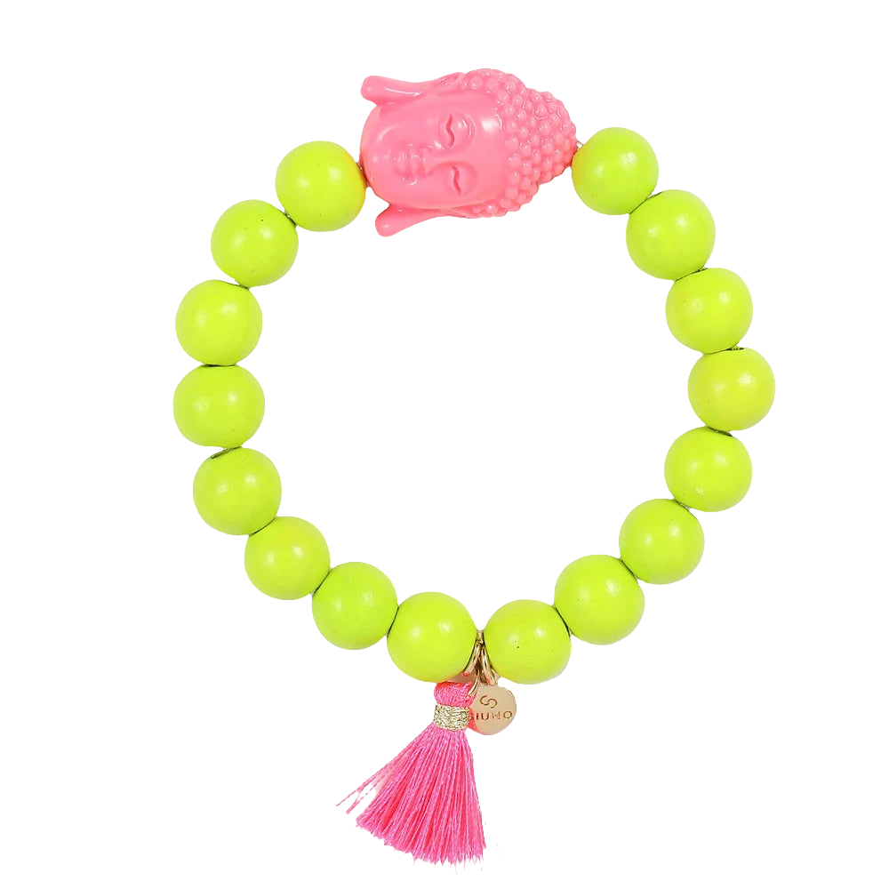 Holzperlenarmband Buddha + Quaste