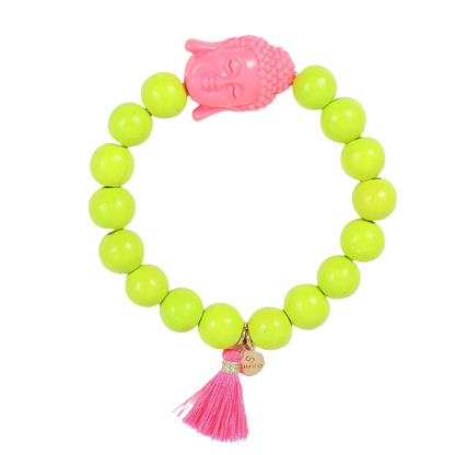 Holzperlenarmband Buddha + Quaste
