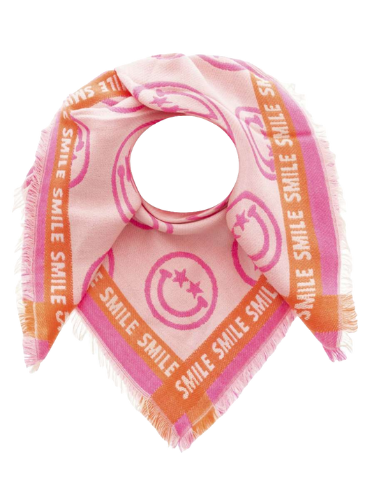 ZWILLINGSHERZ Viereckstuch "Happy Smiley" Rosa/Orange