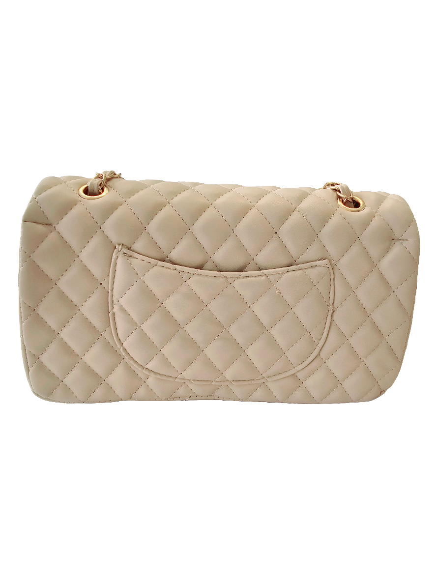 Handtasche Gestepptes Leder M Beige 9887