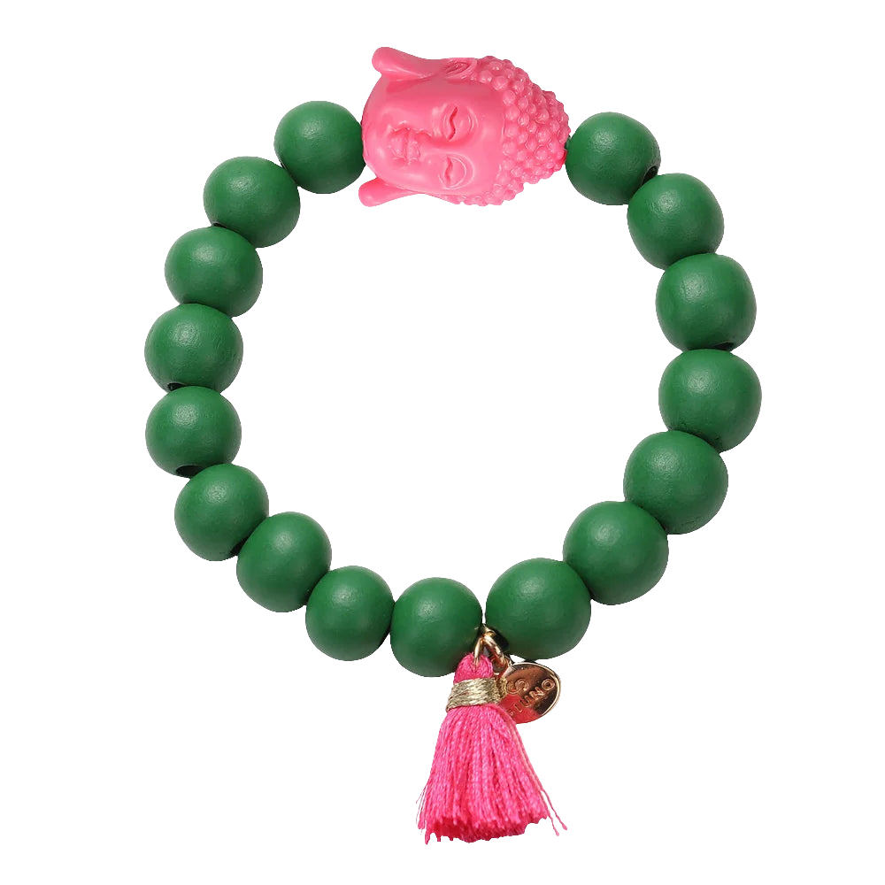Holzperlenarmband Buddha + Quaste