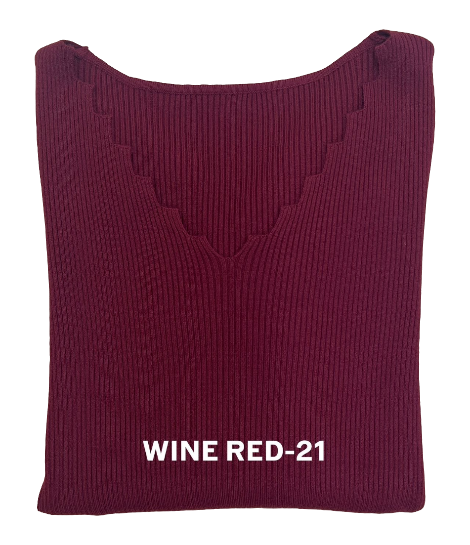 Basic Pullover mit verspielten V-Ausschnitt gerippt MX-2011