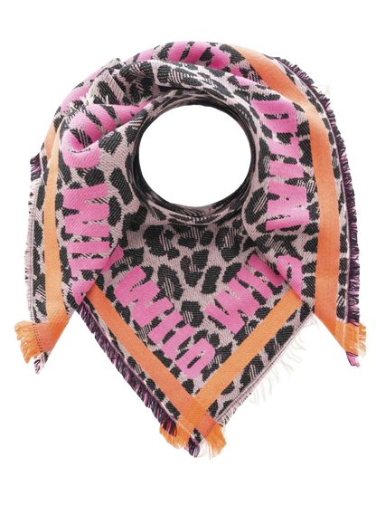 ZWILLINGSHERZ Viereckstuch "Wild Leopard" Pink Orange