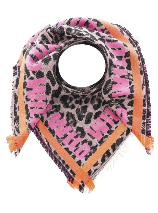 ZWILLINGSHERZ Viereckstuch "Wild Leopard" Pink Orange