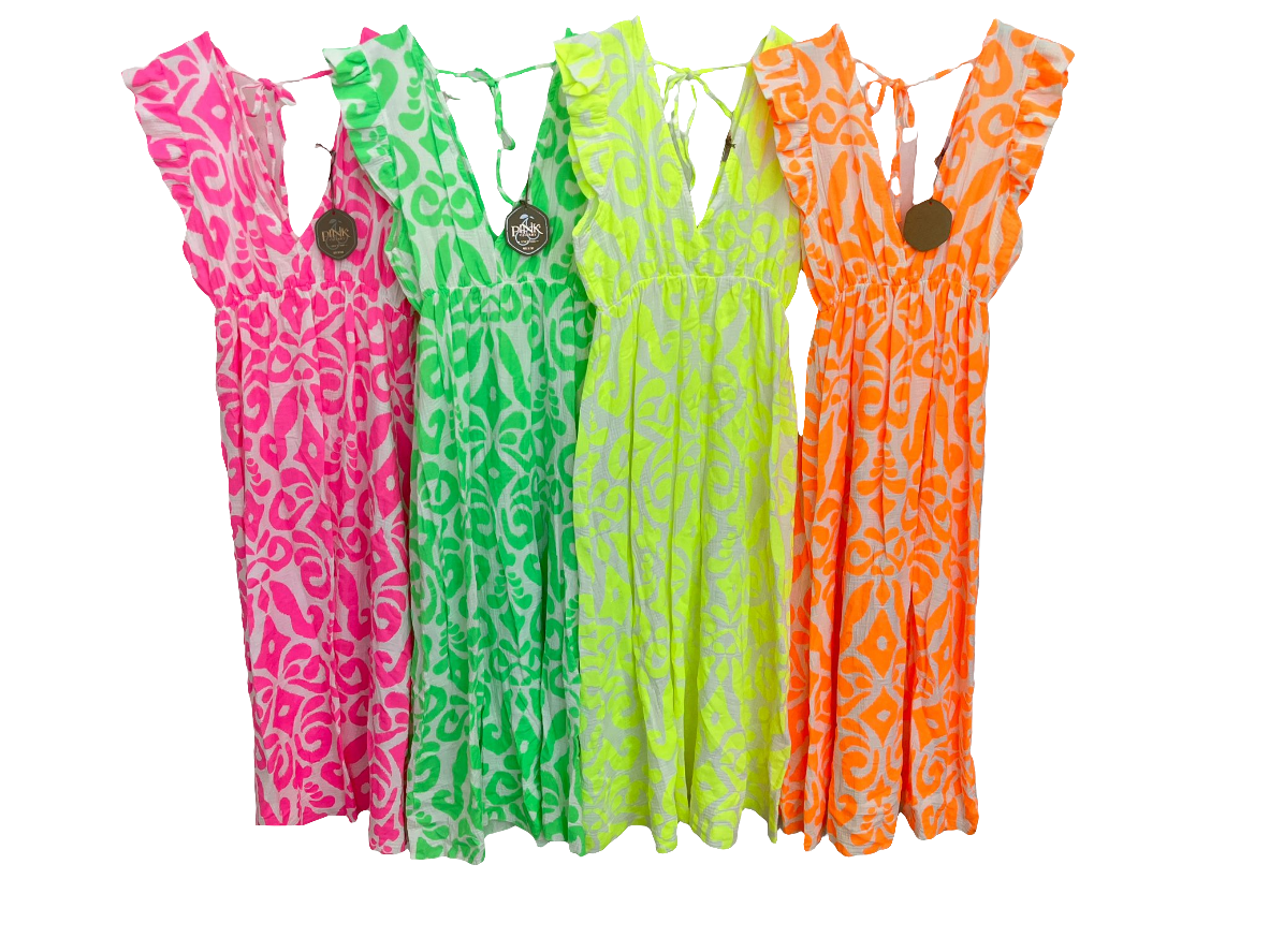 Musselin Sommerkleid Neon Orange