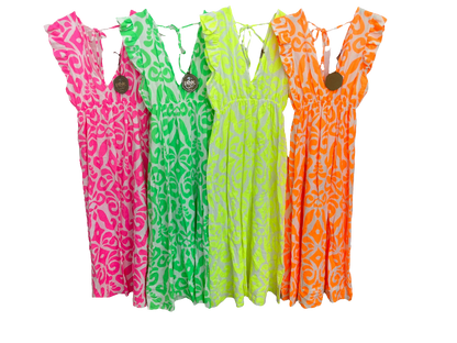 Musselin Sommerkleid Neon Orange