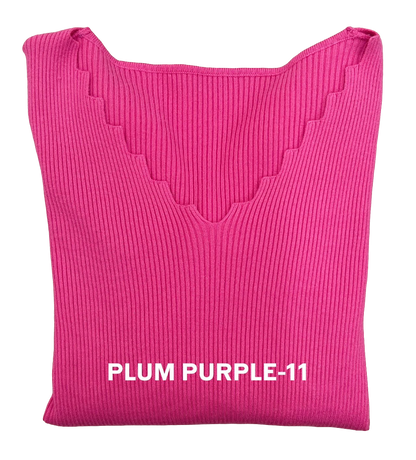 Basic Pullover mit verspielten V-Ausschnitt gerippt MX-2011