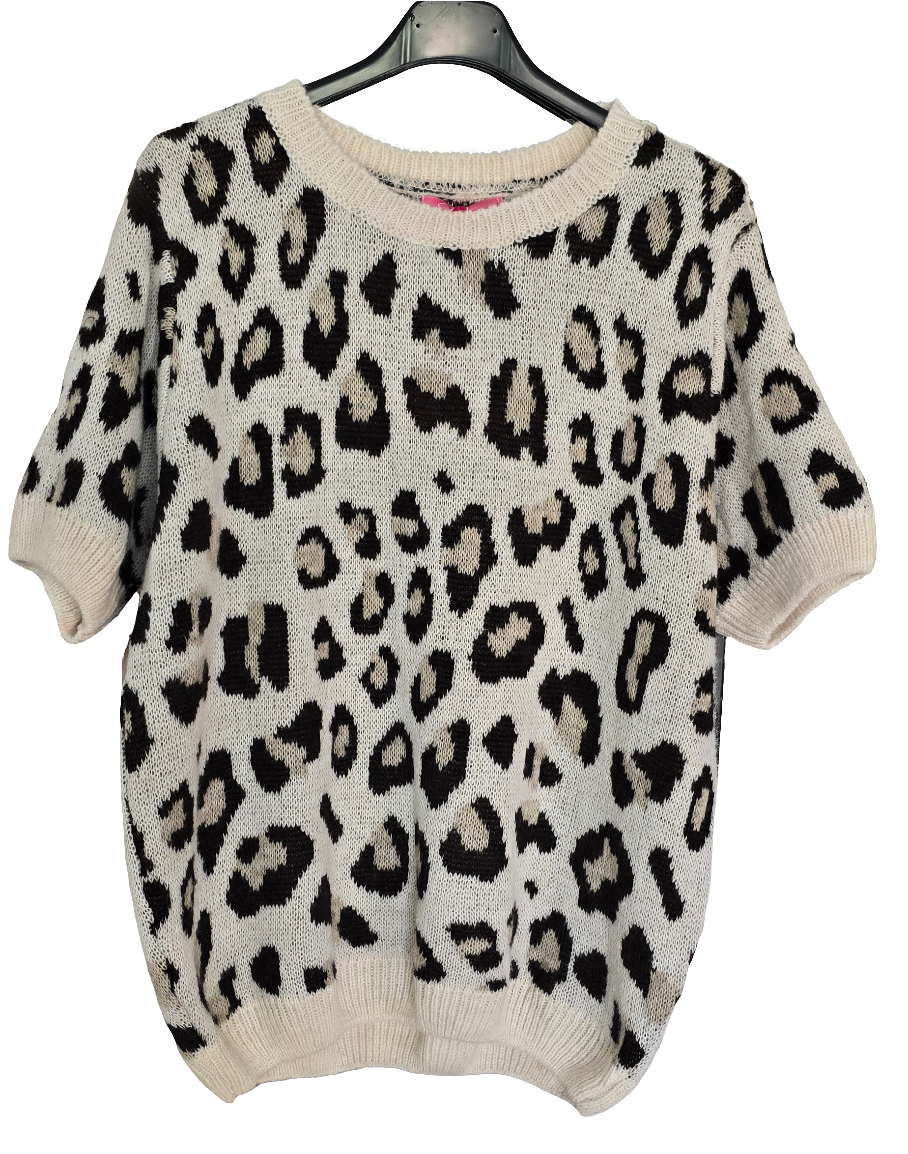 Weicher Kurzarm Pulli, Wild Leo