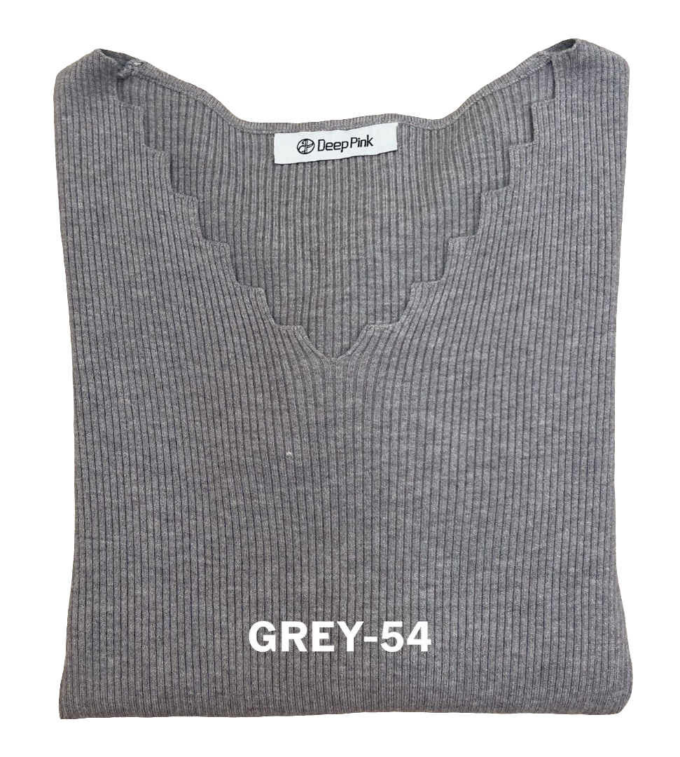 Basic Pullover mit verspielten V-Ausschnitt gerippt MX-2011