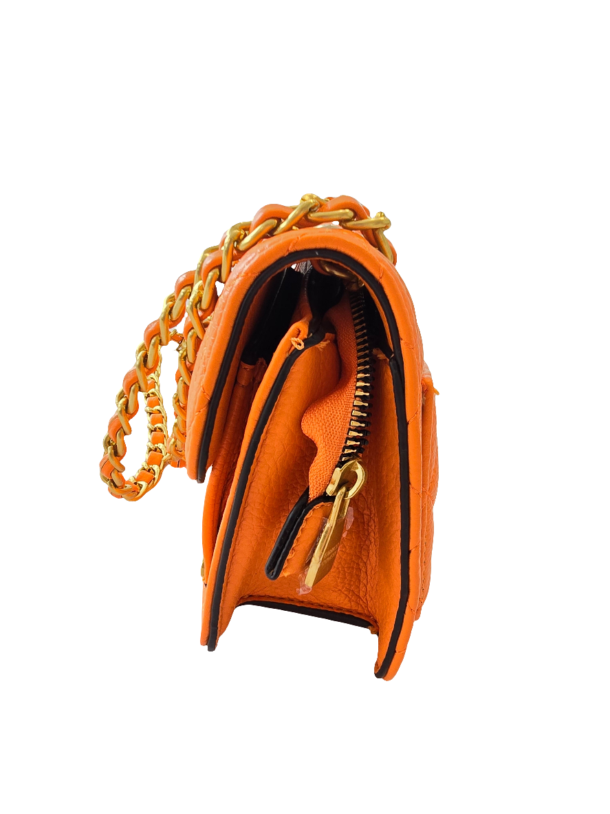 Handtasche Gestepptes Leder 3004 Orange