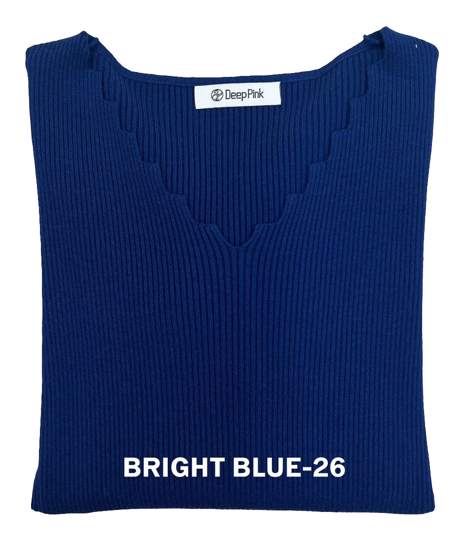 Basic Pullover mit verspielten V-Ausschnitt gerippt MX-2011