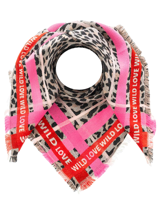 ZWILLINGSHERZ Viereckstuch "Leo Wild Love" Rot/Pink