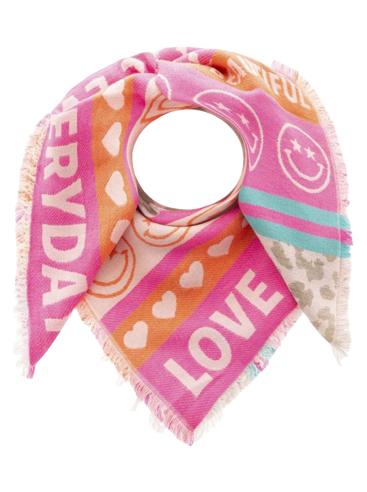 ZWILLINGSHERZ Viereckstuch "Love Everyday" Rosa/Pink Leo